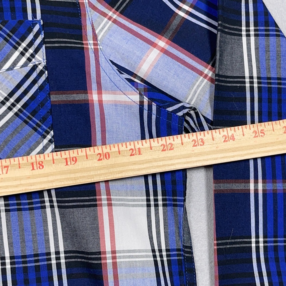 Levis Plaid Button Down Shirt Teen XL Regular Fit Blue White Red Casual Western - Picture 5 of 11